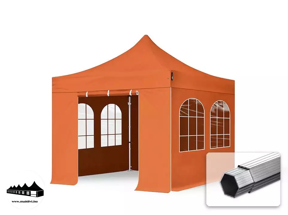 3x3m összecsukható pavilon ablakos Professional Narancssárga