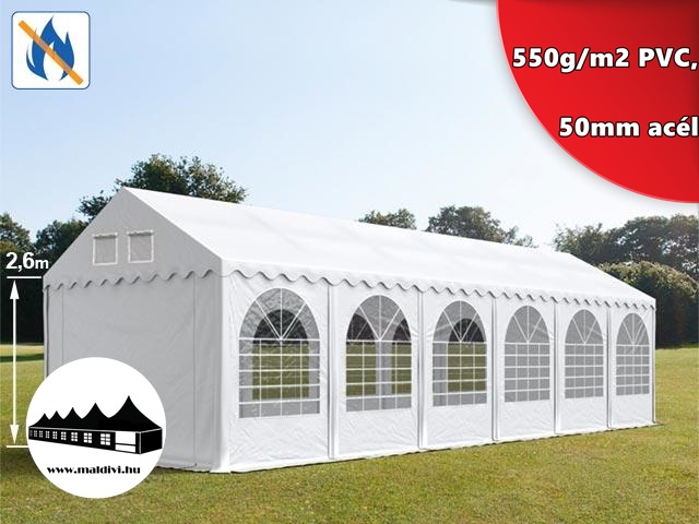 4x12m 2,6m oldalmagasságú Professional rendezvénysátor - Tűzálló 550g/m2 PVC