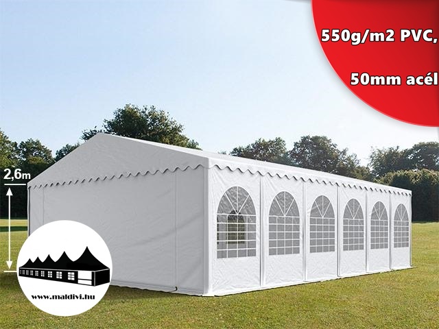 8x12m 2,6m oldalmagasságú Professional rendezvénysátor 550g/m2 PVC