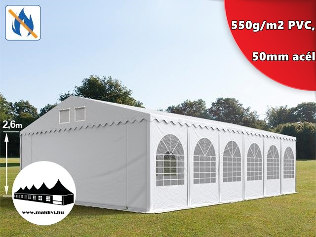 7x12m 2,6m oldalmagasságú Professional rendezvénysátor Tűzálló 550g/m2 PVC